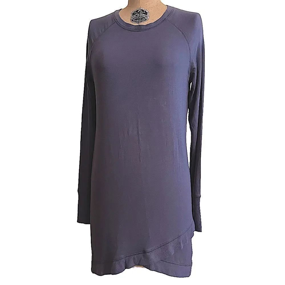 Dark Gray Dalia jersey dress with crossover detail at hem